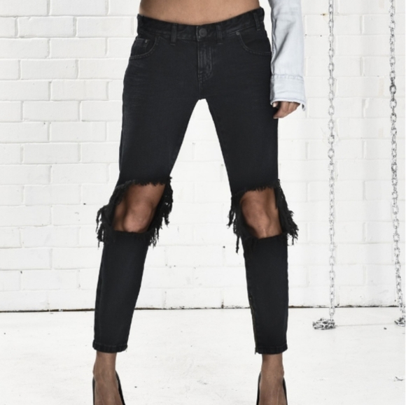 One Teaspoon Black Freebirds Distressed Jeans Size 25 - Picture 1 of 13